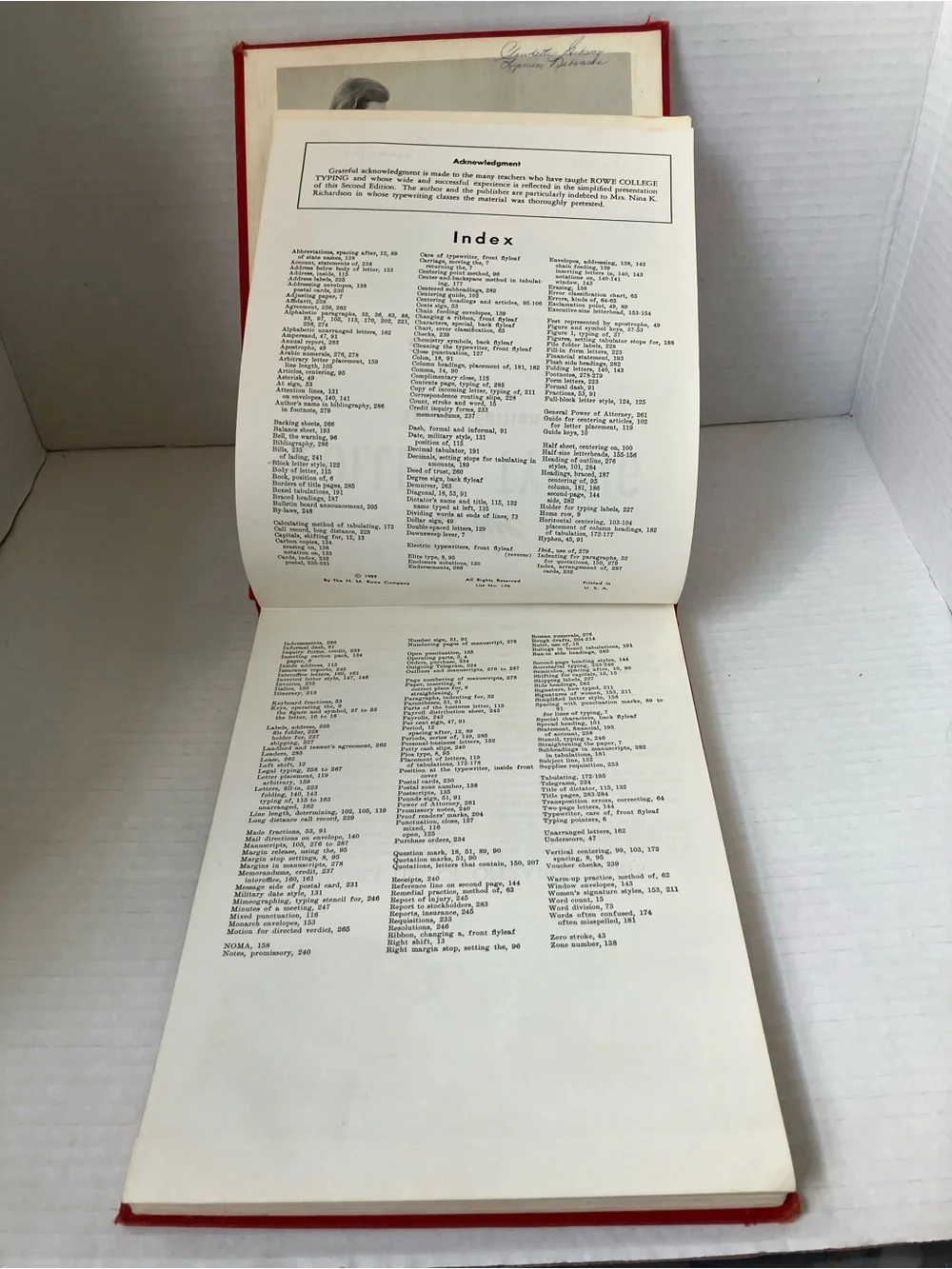 Rowe typing show printed